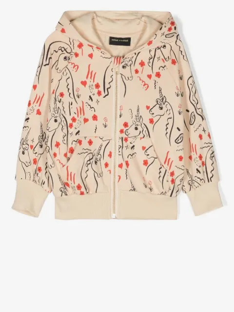 Mini Rodini hoodie con estampado Scottish Unicornio
