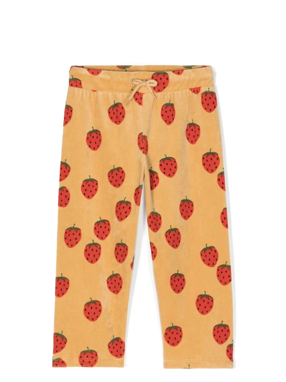 

Mini Rodini strawberry-print velour trousers - Neutrals