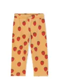 Mini Rodini strawberry-print velour trousers - Neutrals