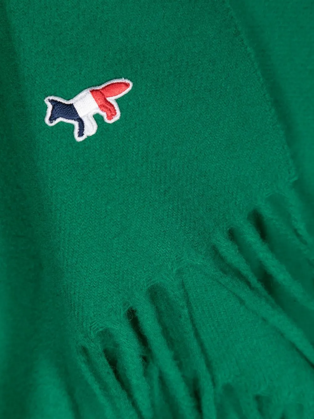 Maison Kitsuné Green Fox Patch Scarf In Green