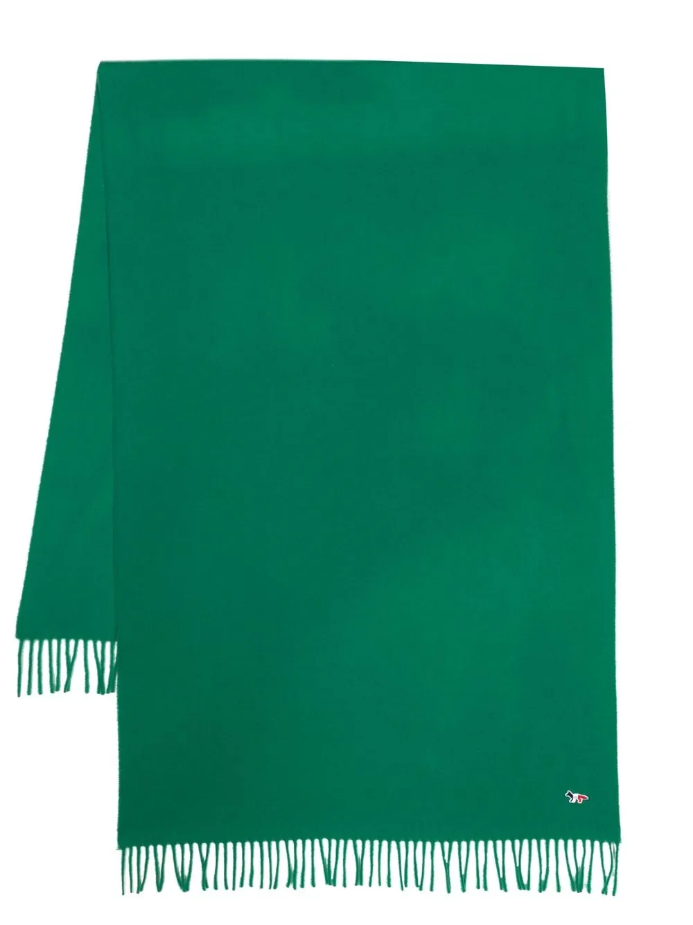 Maison Kitsuné Green Fox Patch Scarf In Green