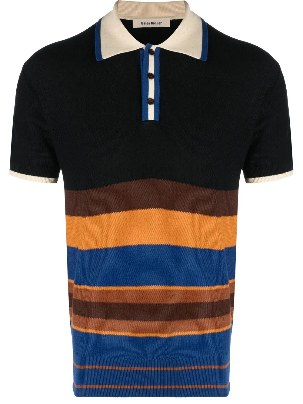 

Wales Bonner striped knitted polo shirt - Brown