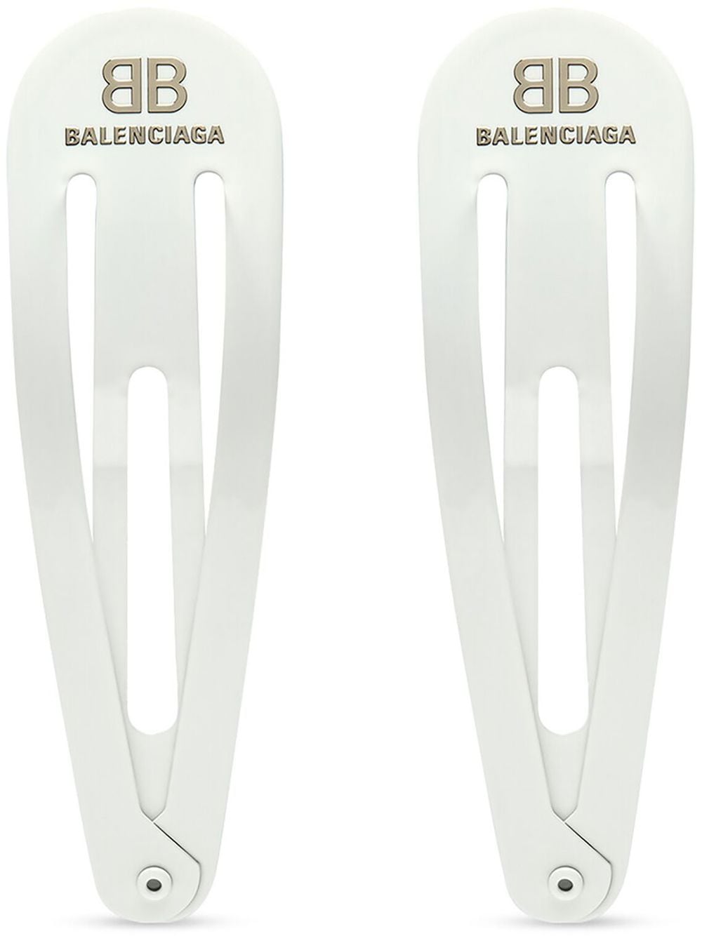 Balenciaga Xxl Logo-print Hair Clip Set In Silver