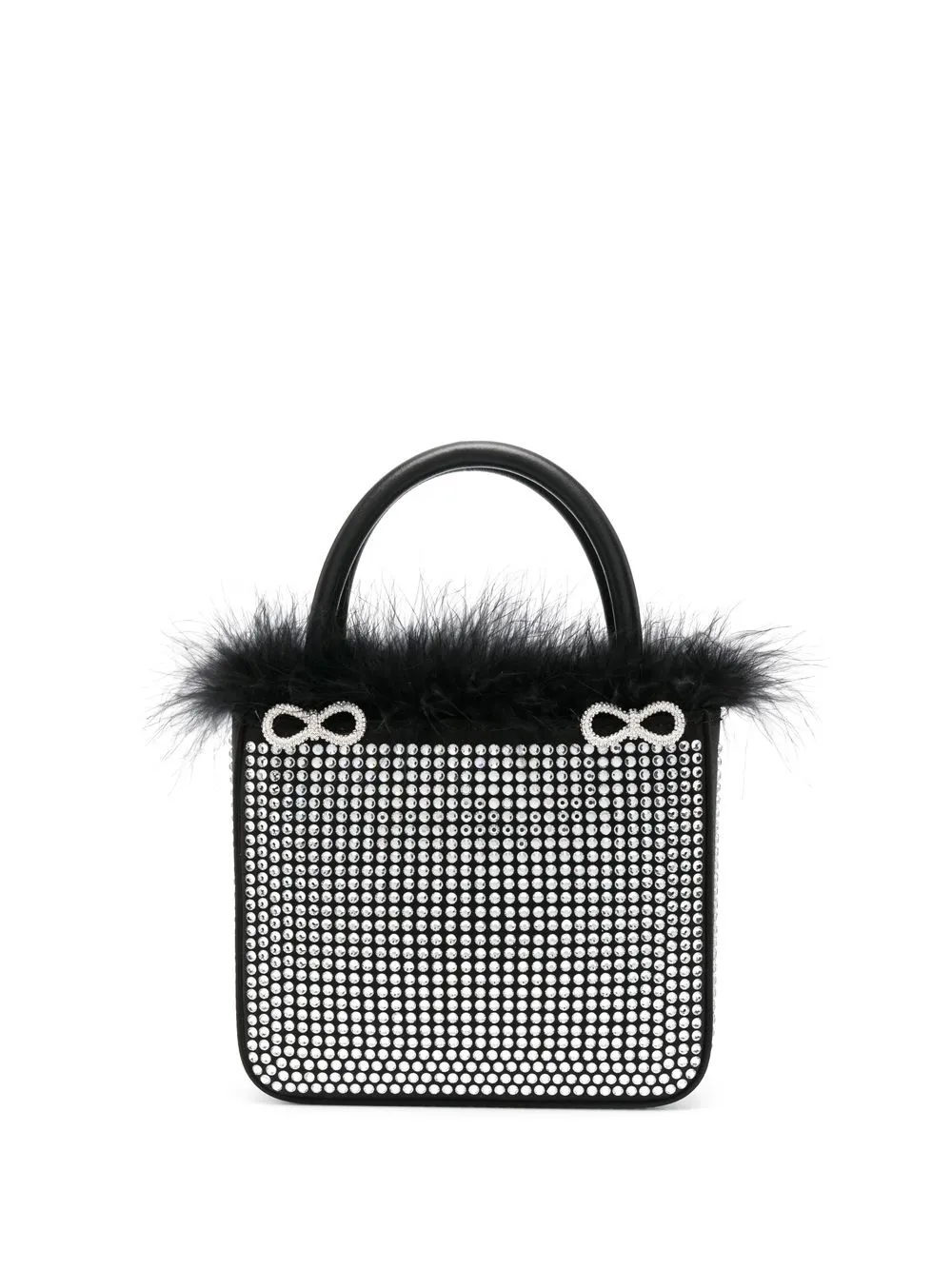 

MACH & MACH bolsa mini con ribete de plumas - Negro