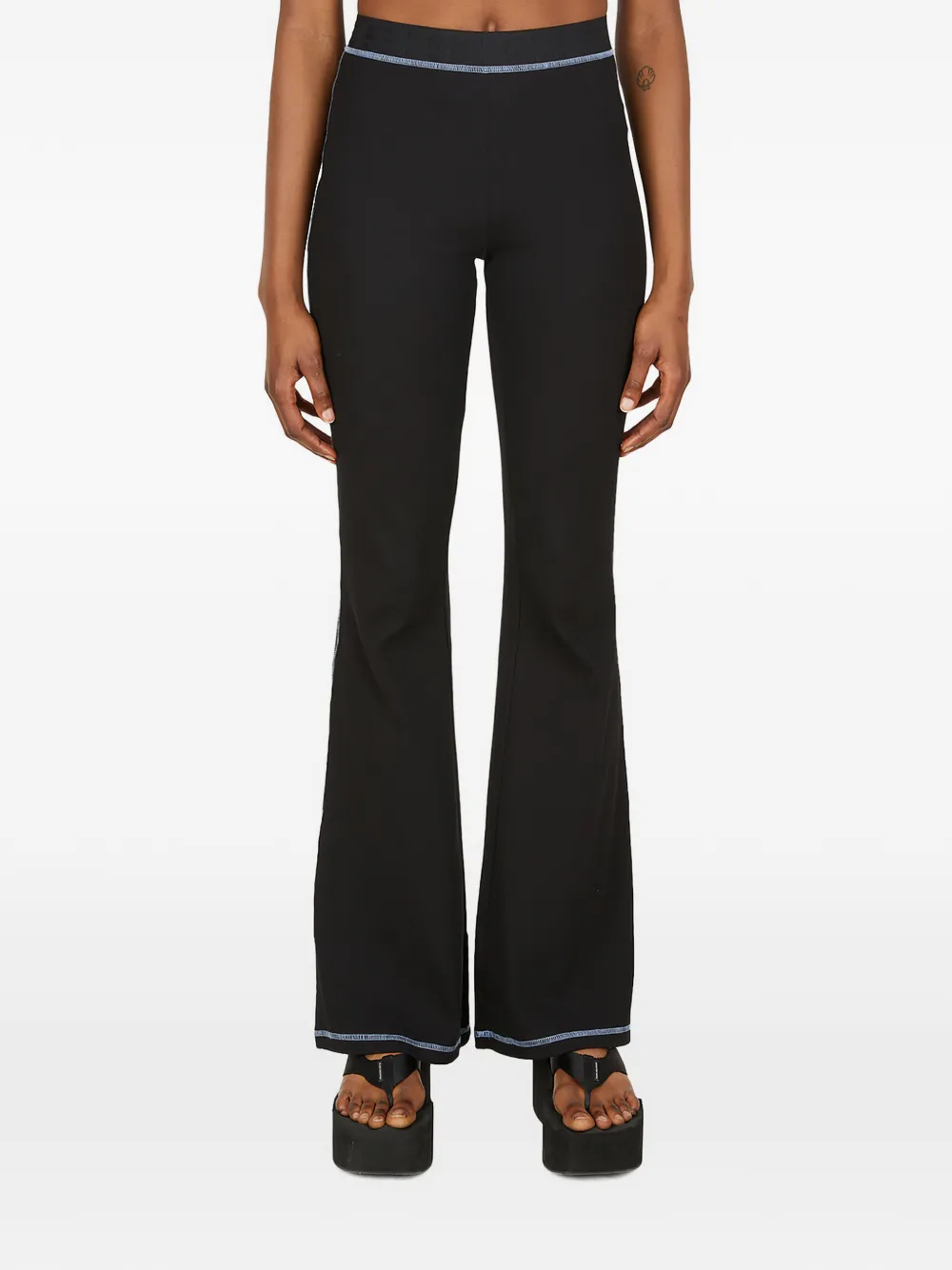 MCQ topstitching flared trousers - Nero