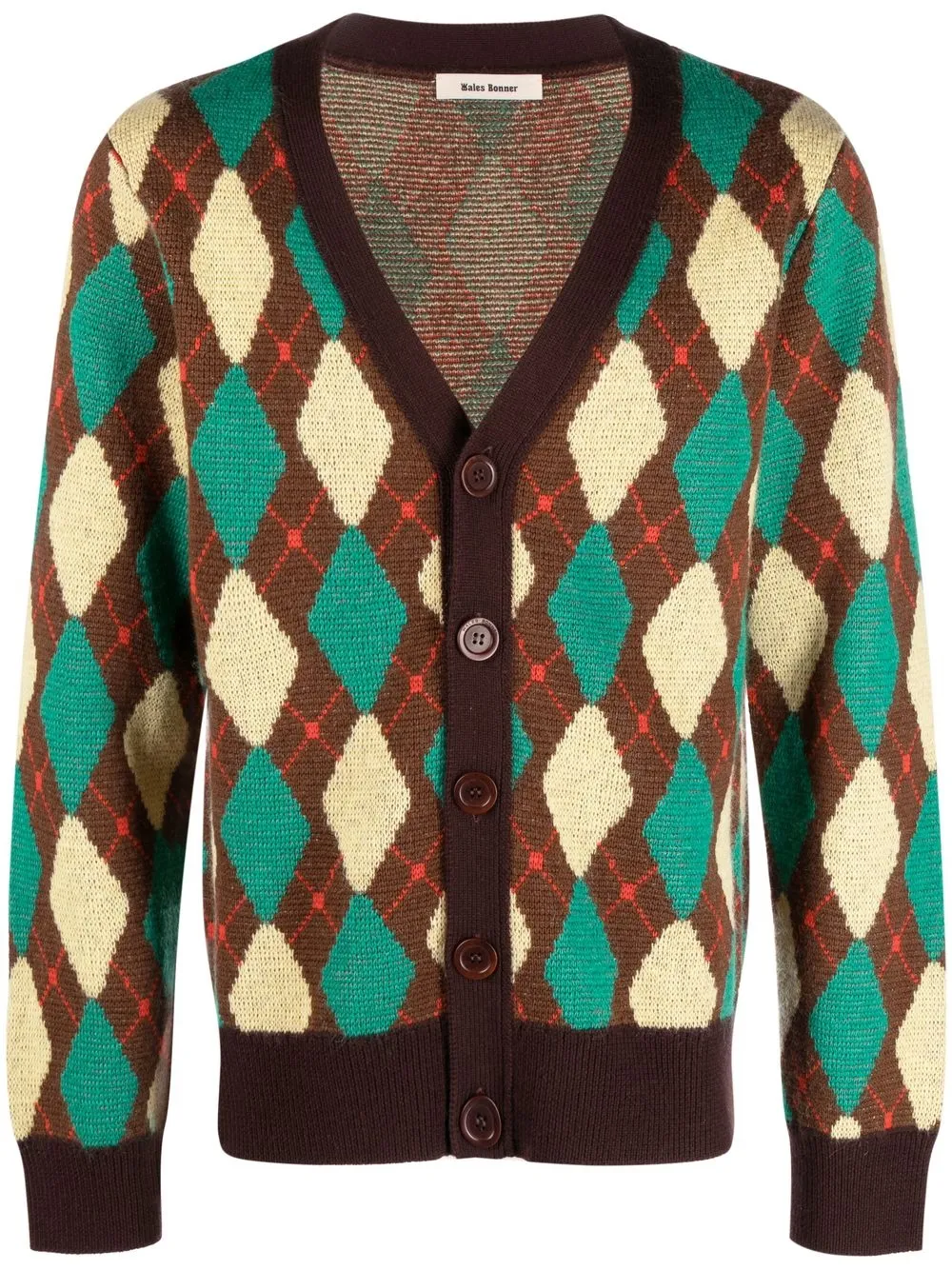 

Wales Bonner argyle intarsia-knit cardigan - Black