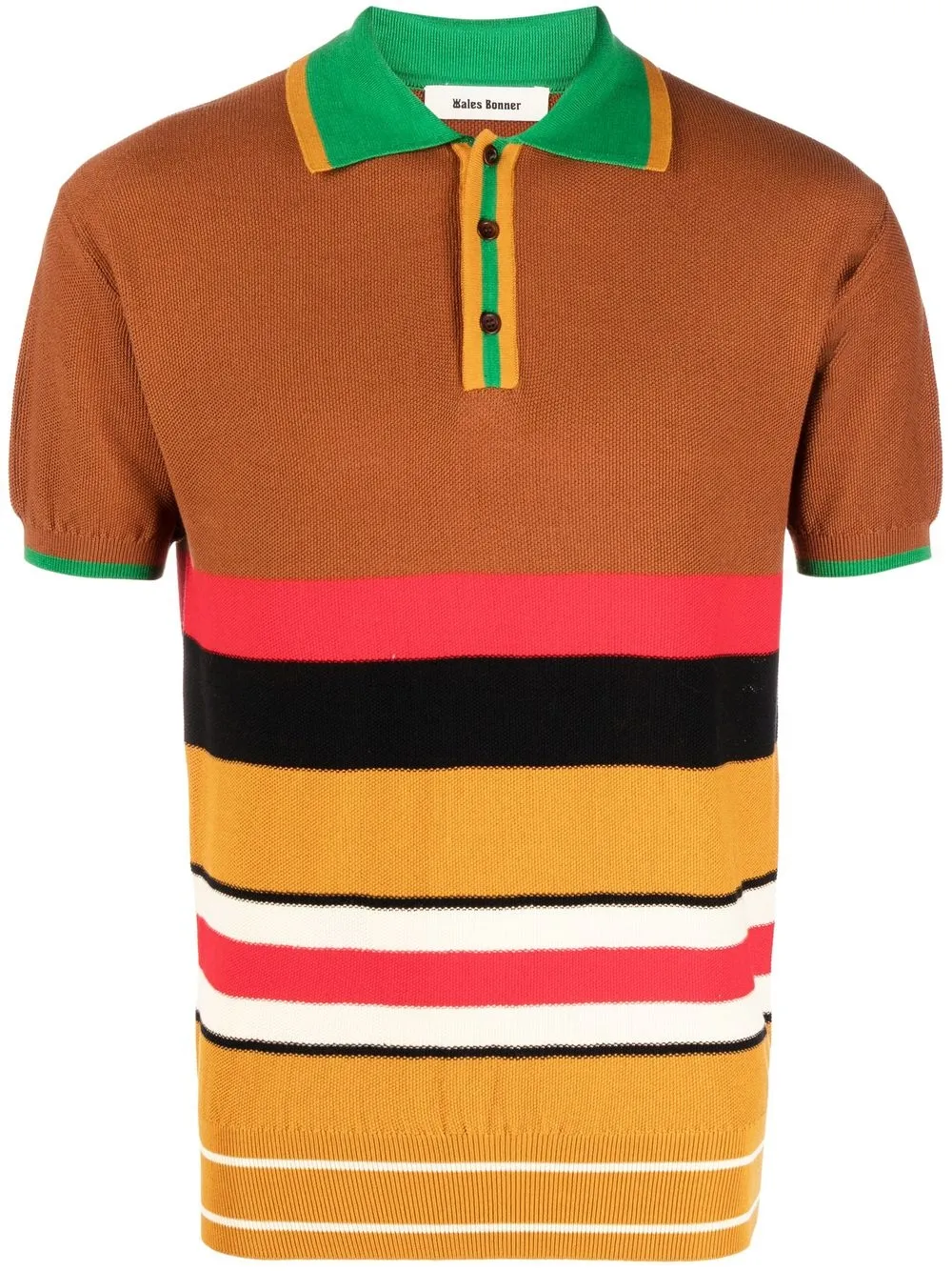 

Wales Bonner striped polo shirt - Brown