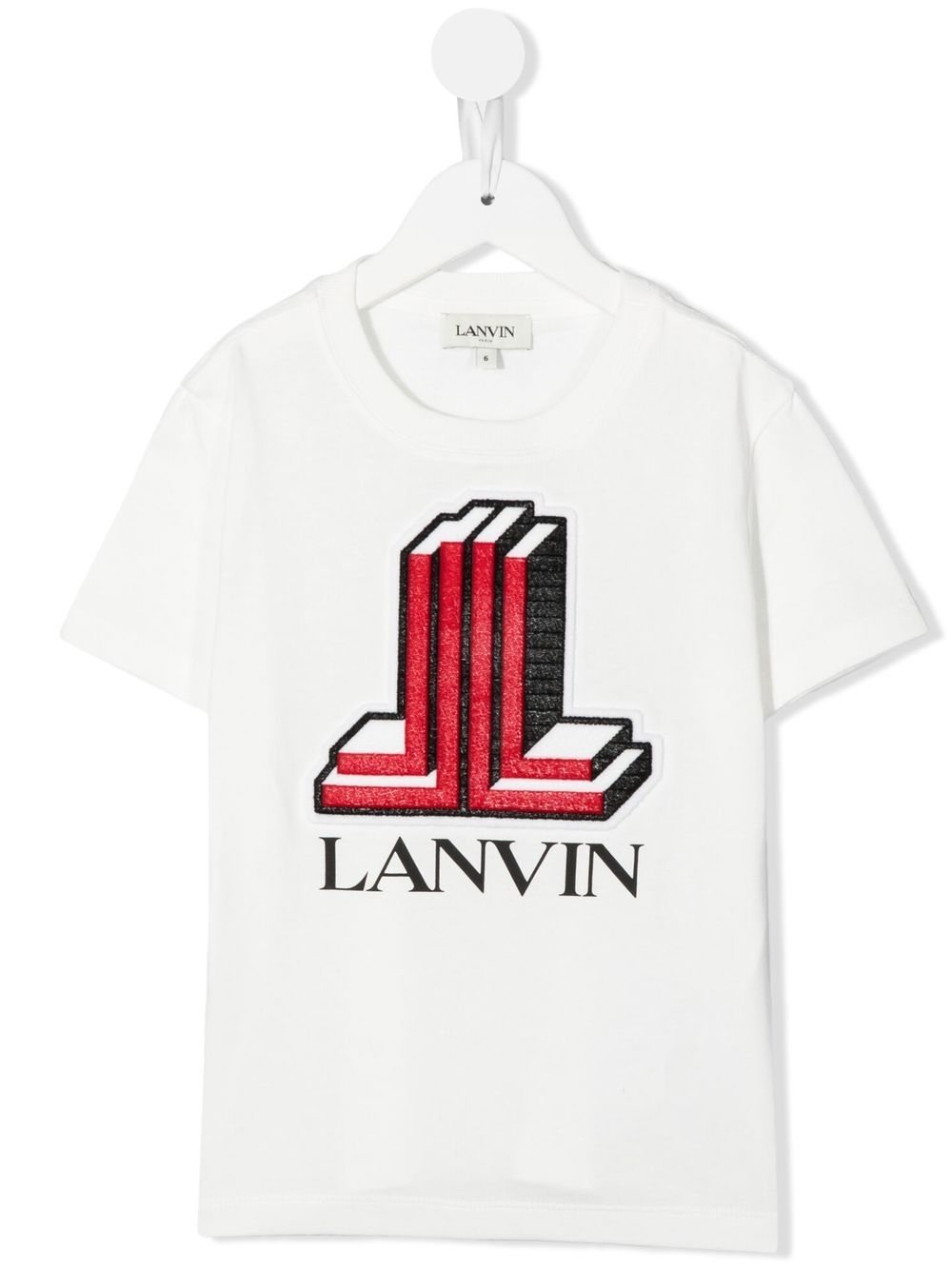 lanvin enfant embroidered-logo cotton t-shirt - white