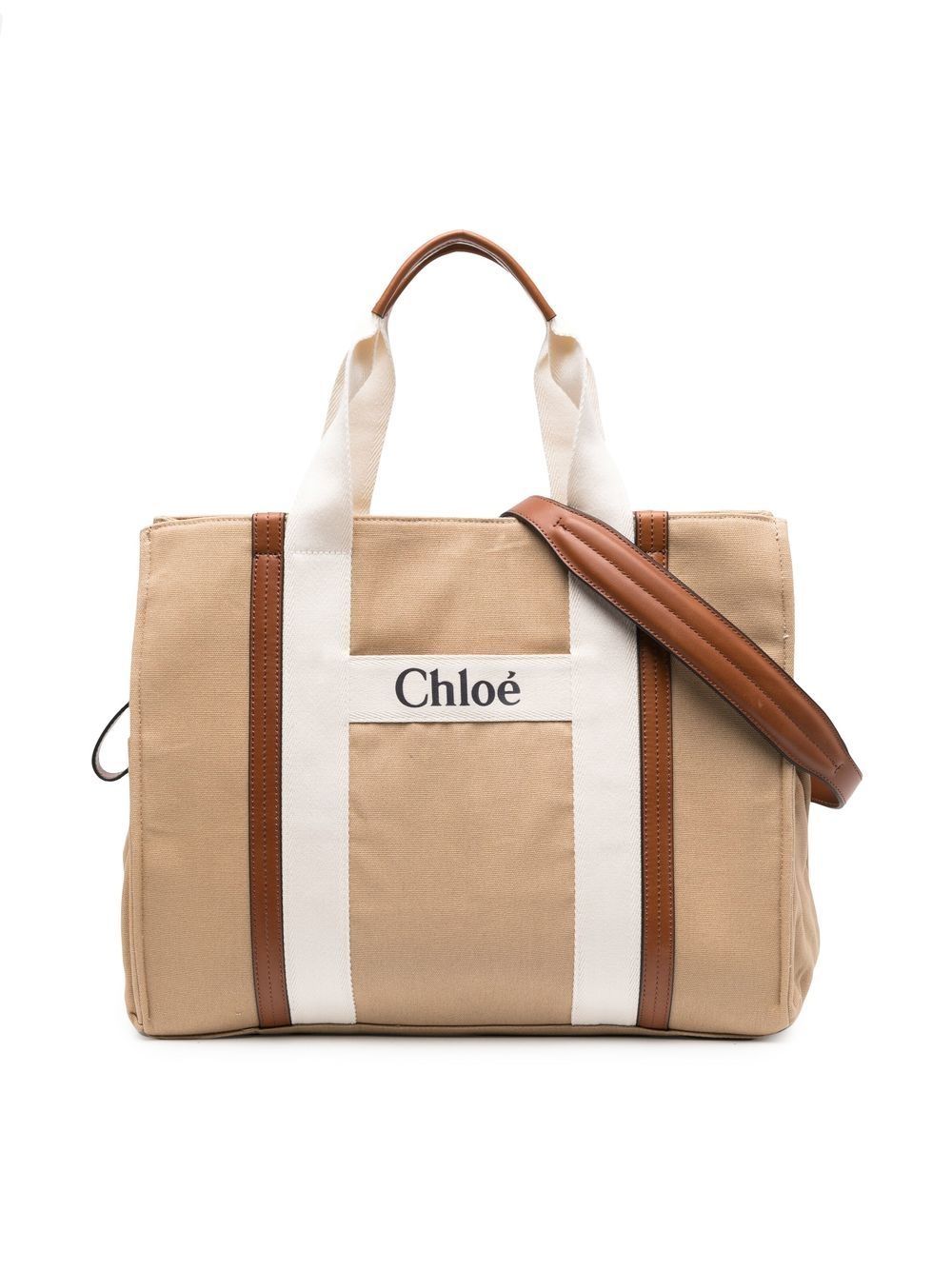 Logo Tote Bag in Neutrals - Chloe Kids