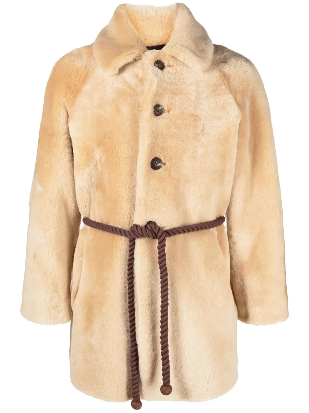 

BODE belted shearling coat - Neutrals