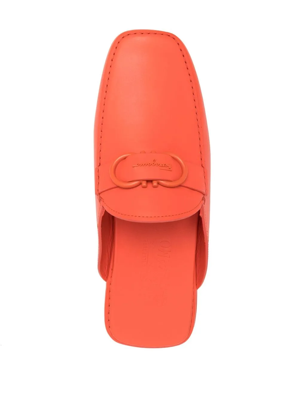 Ferragamo logo buckle backless slippers Orange