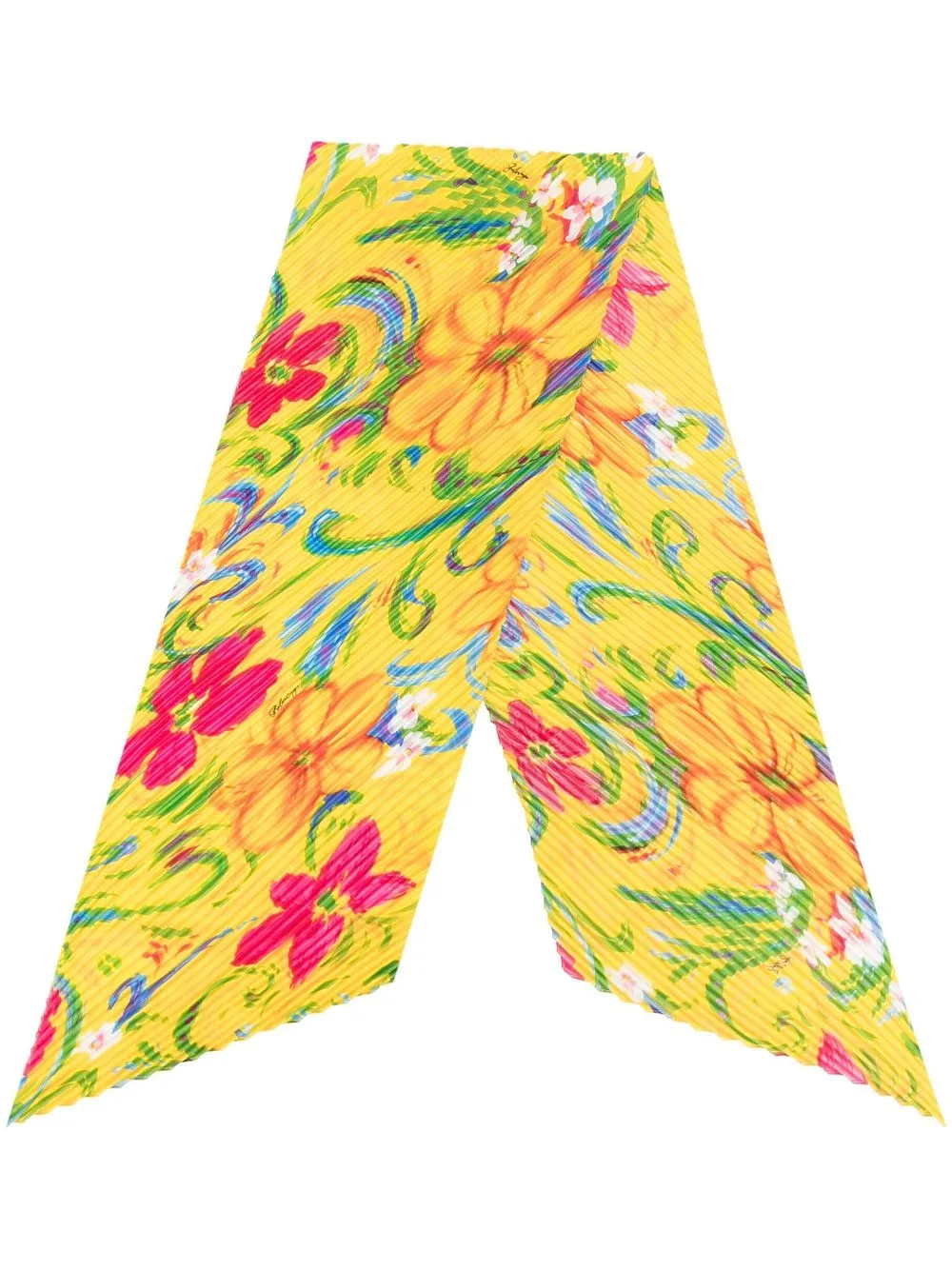 

Balenciaga floral-print silk plissé scarf - Yellow