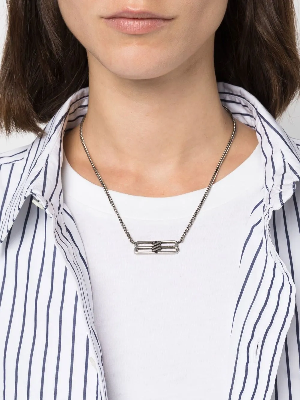 Shop Balenciaga Bb Icon Chain Necklace In Silber