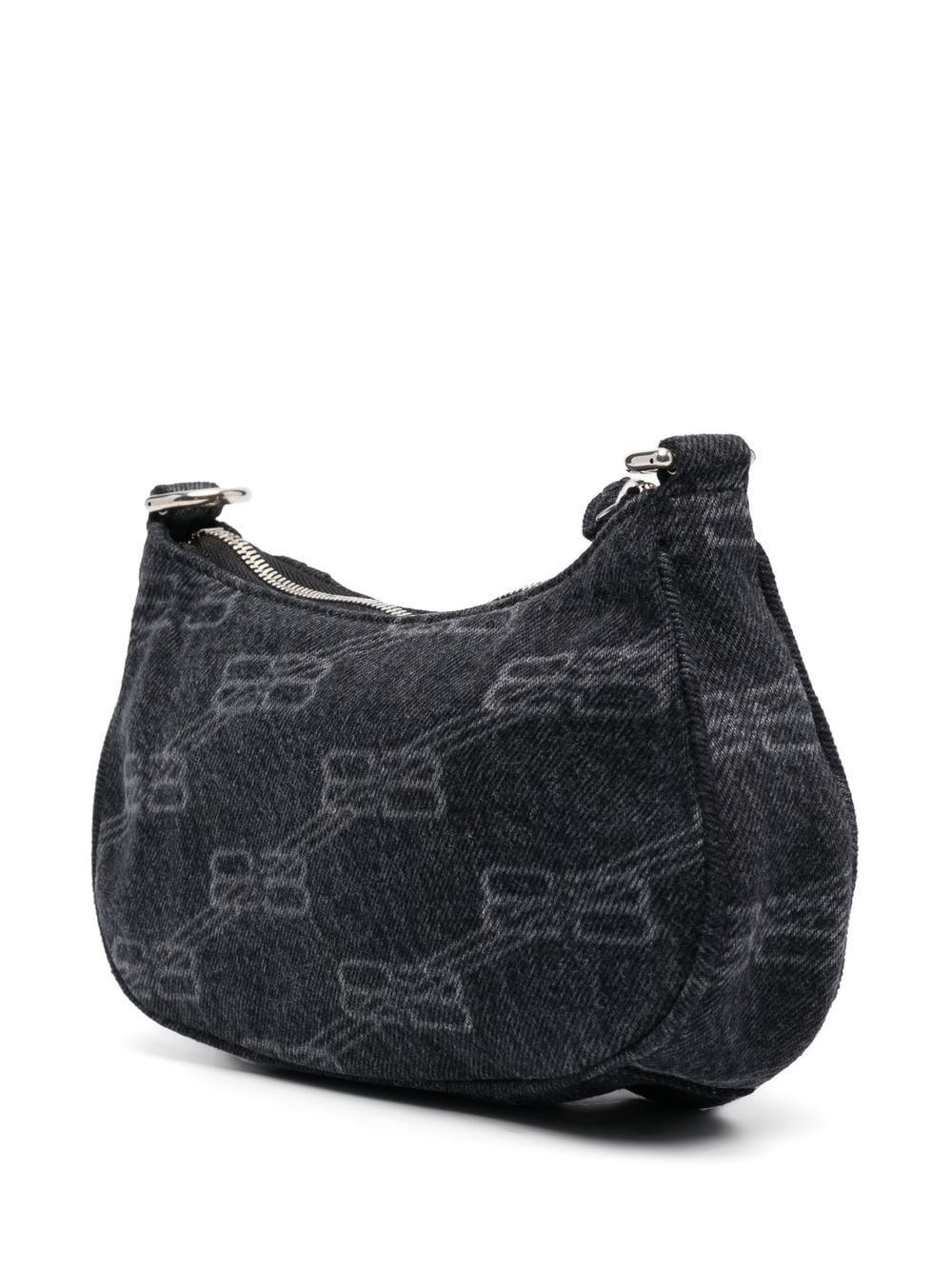 Le Cagole mini studded printed denim shoulder bag