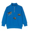 Mini Rodini UFO-embroidered half-zip sweatshirt - Blue