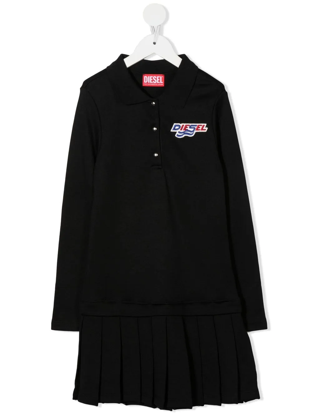 

Diesel Kids vestido Drylli con cuello de polo - Negro