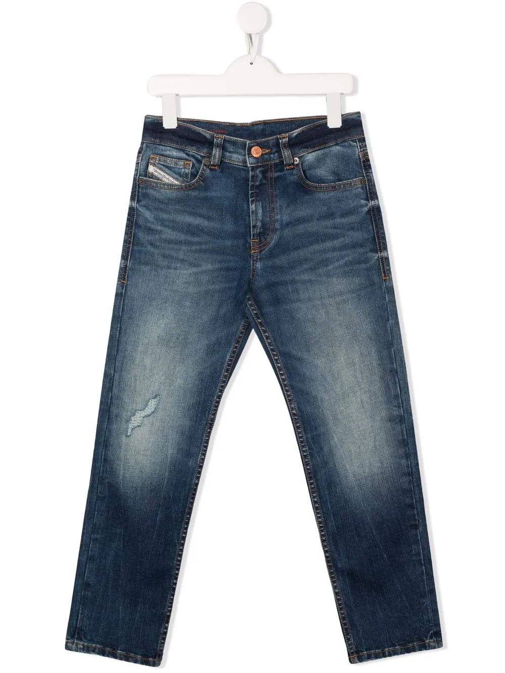 

Diesel Kids jeans rectos con efecto lavado - Azul