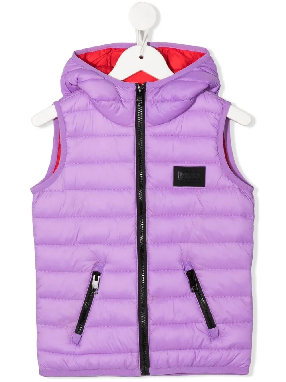 

Diesel Kids chaleco capitonado con capucha - Morado