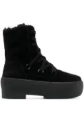 GIABORGHINI flatform lace-up suede boots - Black