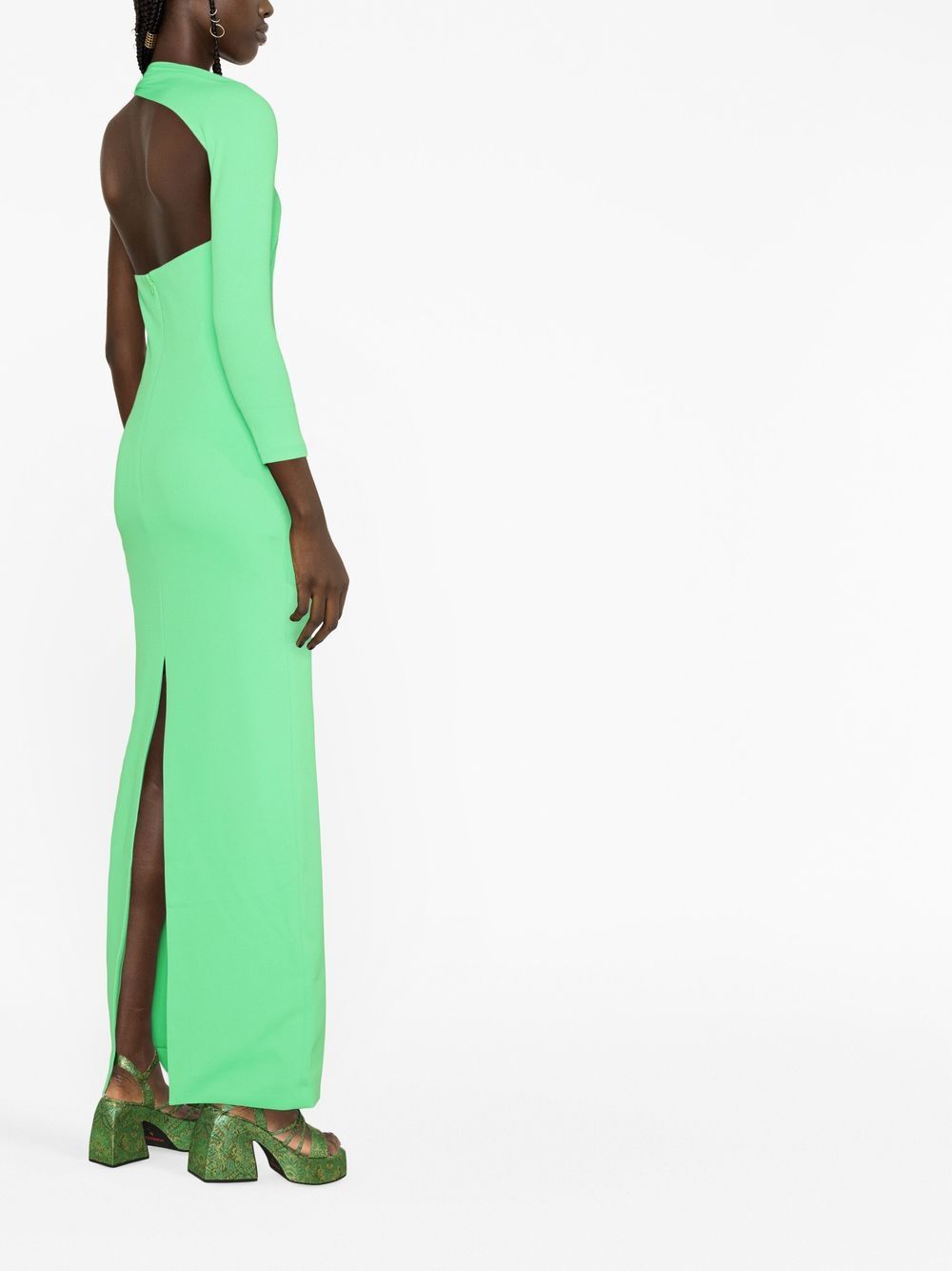 Solace London Saren One Shoulder Crepe Maxi Dress In Green Modesens 1793