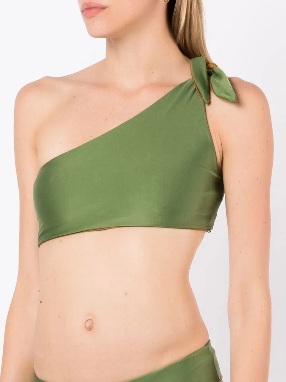 Lenny Niemeyer Reversible One-shoulder Bikini Top In Green