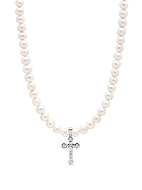 Nialaya Jewelry cross-pendant pearl necklace