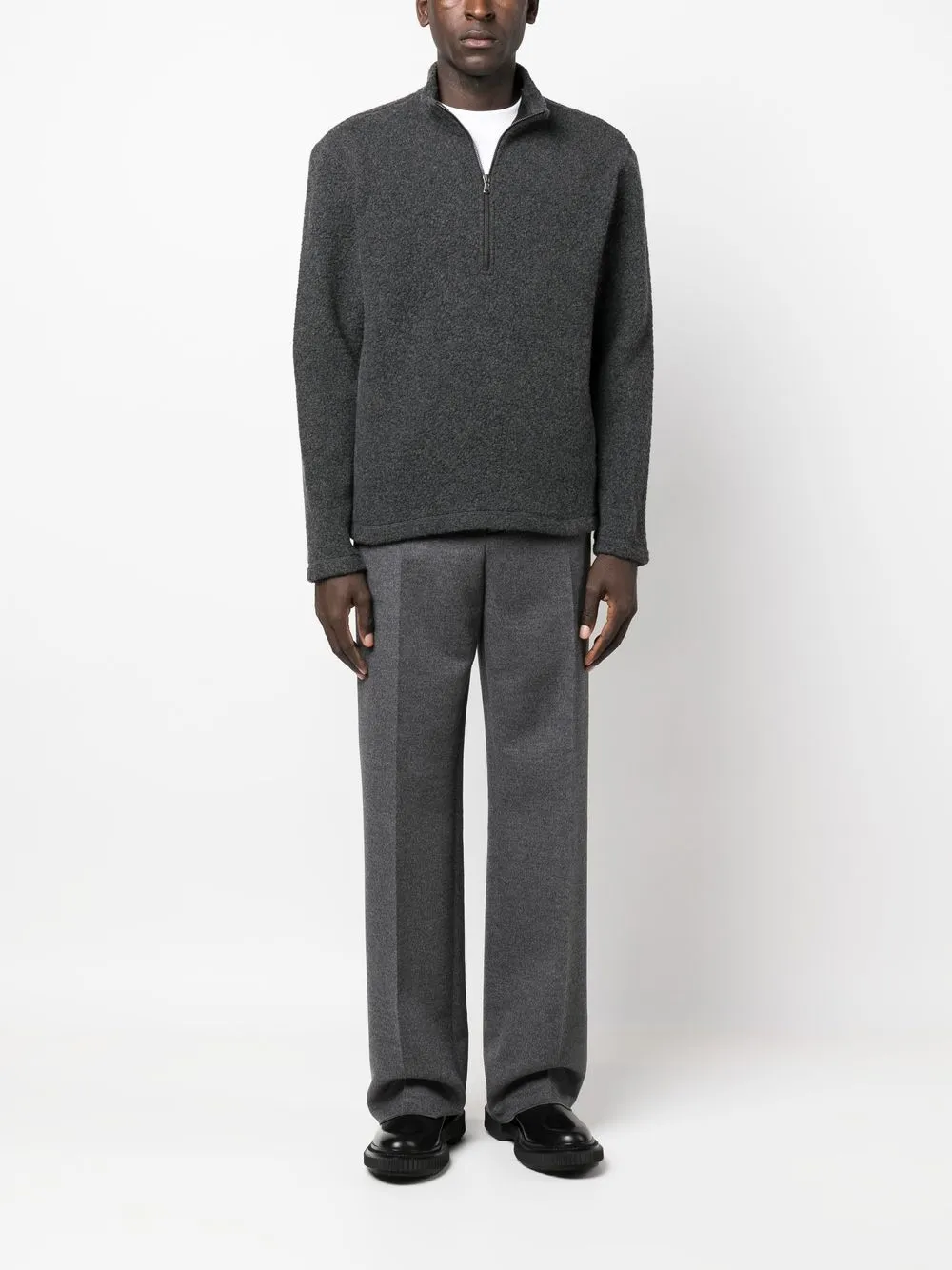 Sunspel Sweater met halve rits - Grijs