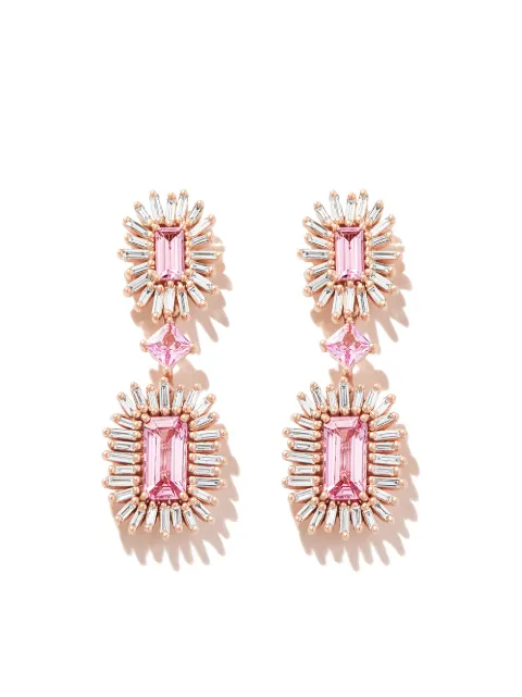 Suzanne Kalan 18kt rose gold sapphire and diamond drop earrings