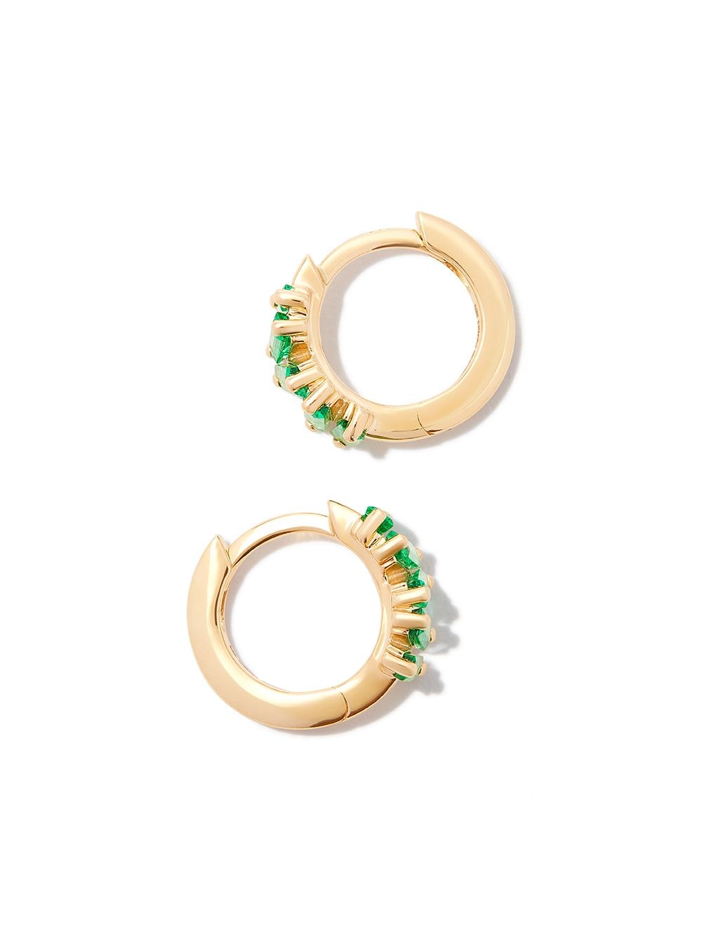 Shop Suzanne Kalan 18kt Yellow Gold Emerald Huggie Earrings