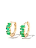 Suzanne Kalan 18kt yellow gold Bold emerald huggie earrings