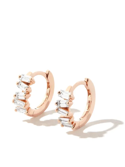 Suzanne Kalan 18kt rose gold Bold diamond huggie earrings