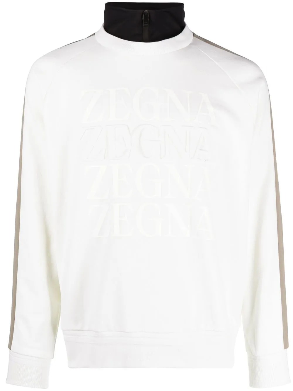 

Zegna sudadera con logo bordado y cuello alzado - Blanco