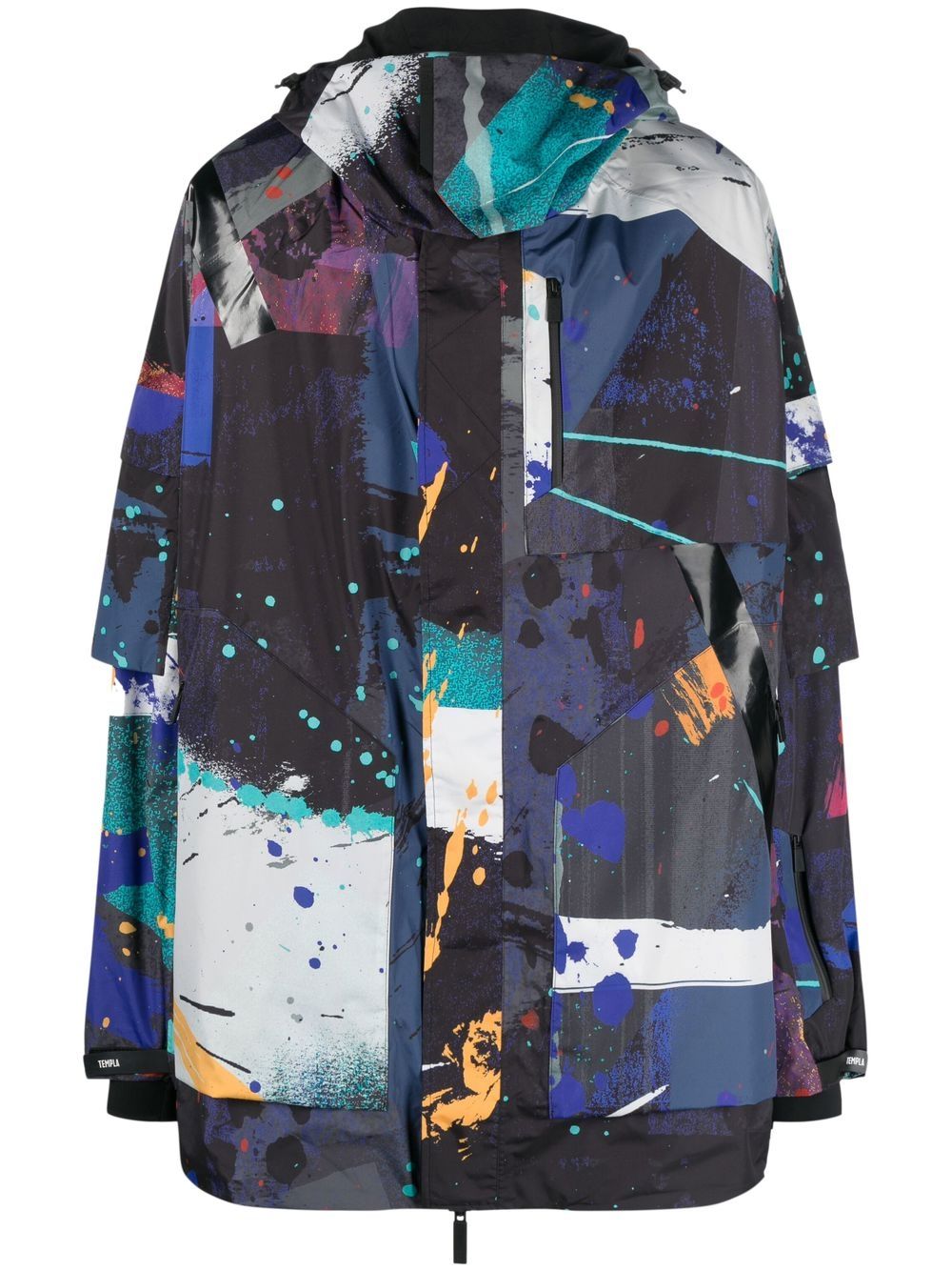 

Templa Splatter-print hooded jacket - Blue