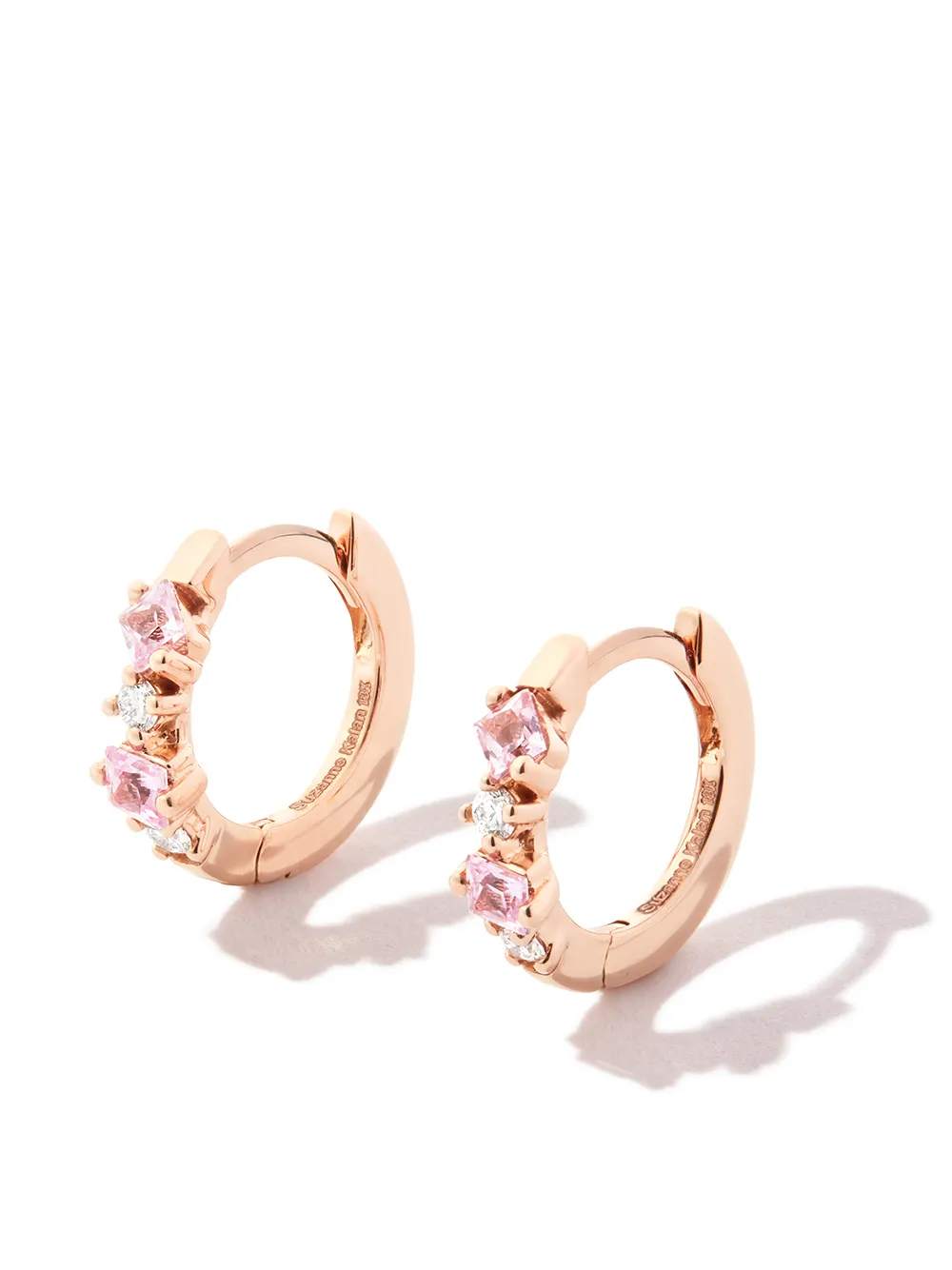 

Suzanne Kalan 18kt rose gold diamond and sapphire huggie earrings - Pink