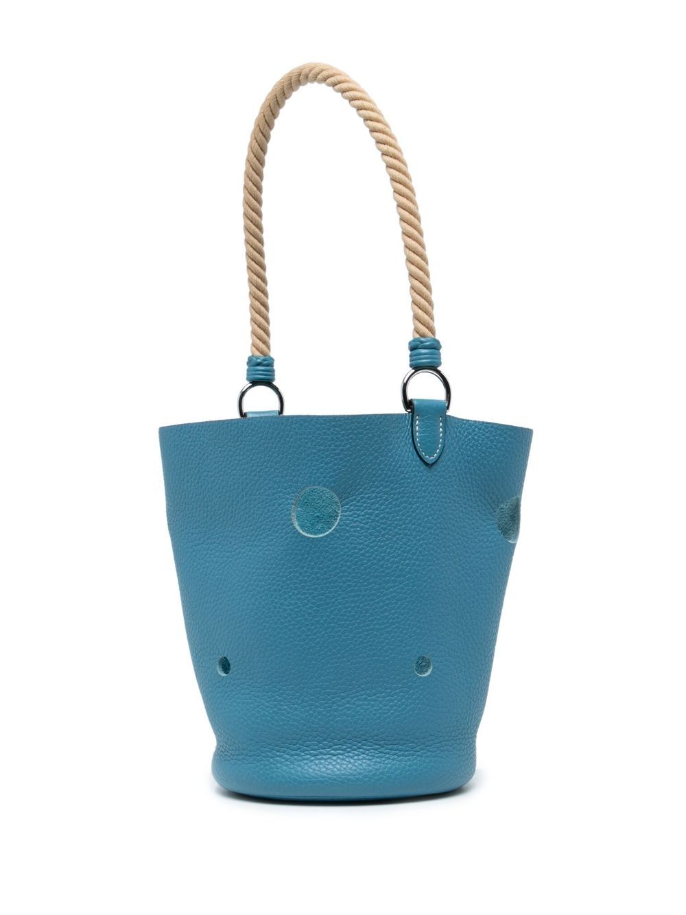 Hermes Mangeoire Blue Jean Taurillon Clemence Leather Rope Handle Bucket Bag