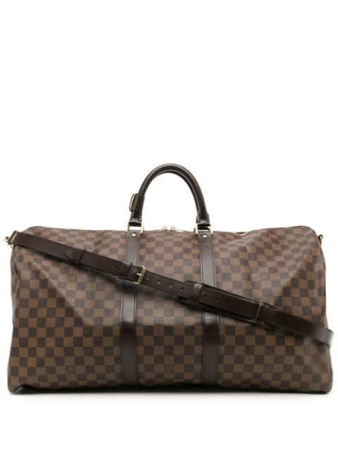 owned Damier Ebène Keepall Bandoulière 55 Travel Bag