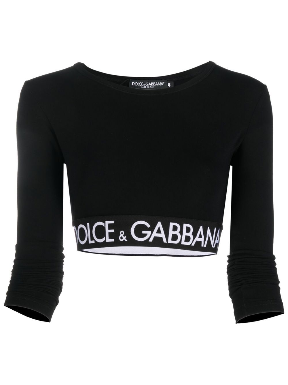 Shop Dolce & Gabbana Logo-band Crop Top In Black