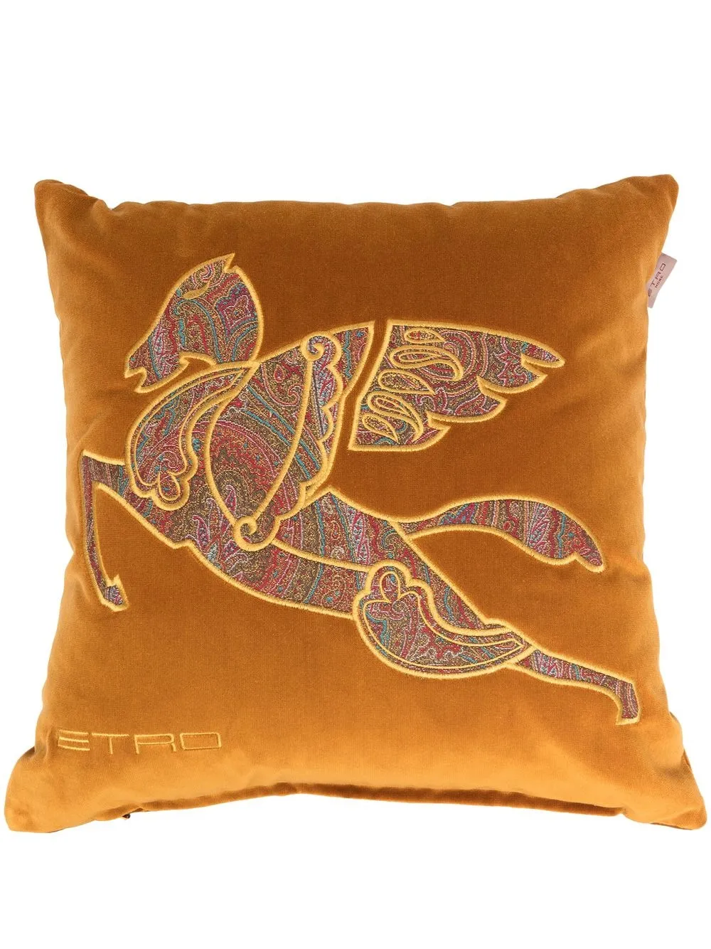 

ETRO HOME embroidered-motif velvet cushion - Orange