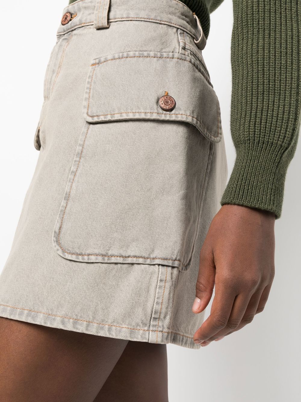 Shop See By Chloé A-line Denim Mini Skirt In Green