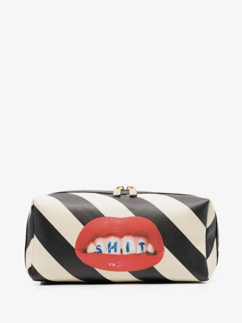 Seletti graphic-print striped wash bag