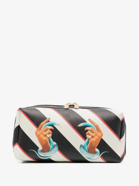 Seletti graphic-print striped wash bag