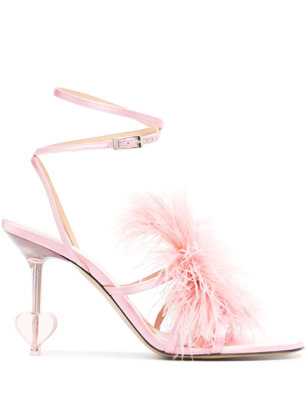 

MACH & MACH feather-detail 95mm sandals - Pink