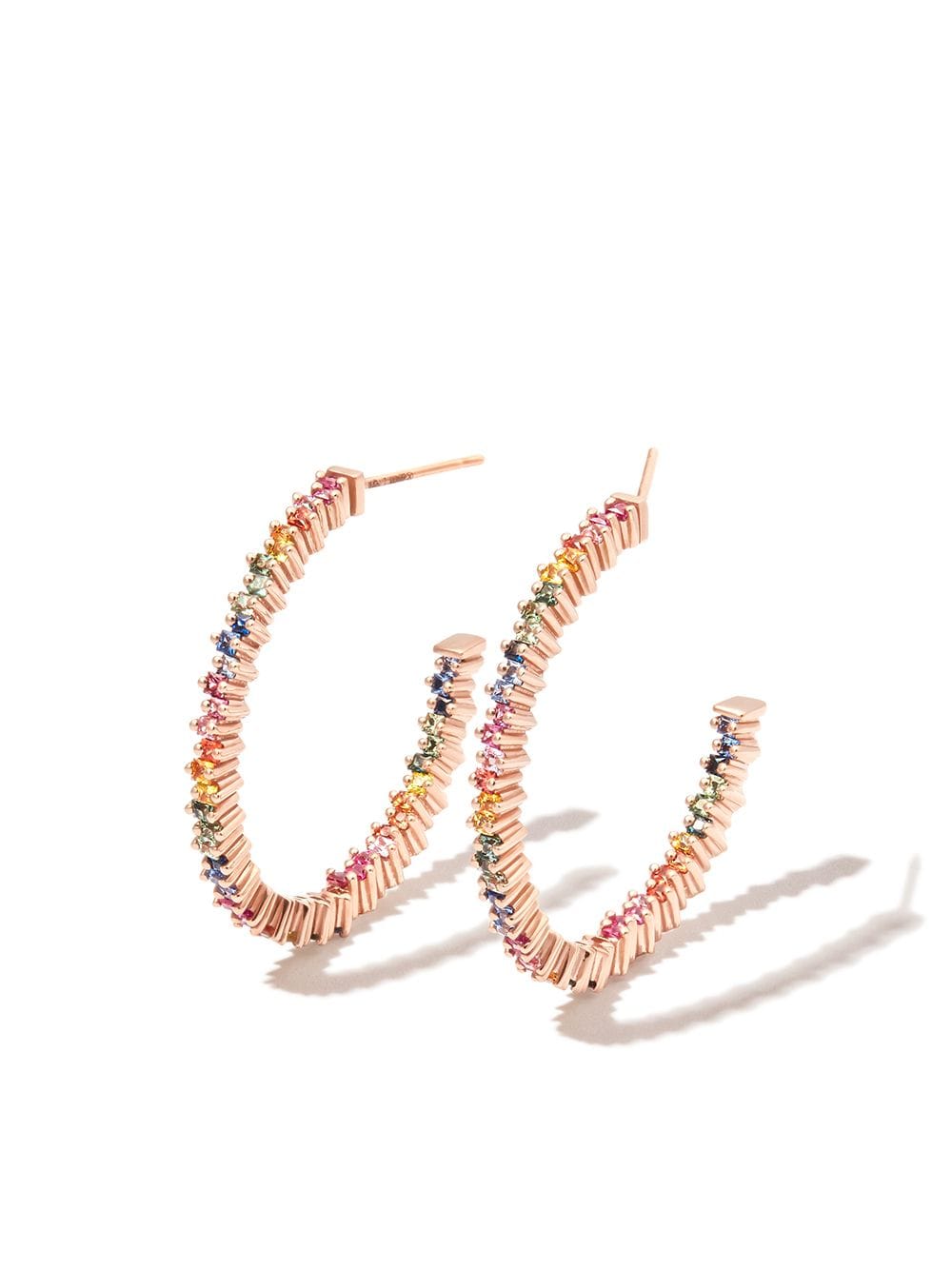 Shop Suzanne Kalan 18kt Rose Gold Sapphire Hoop Earrings