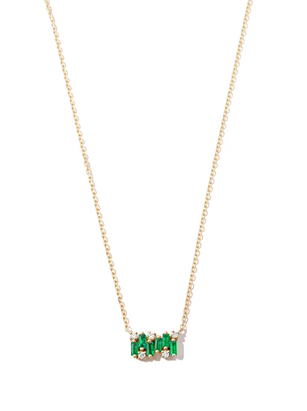Suzanne Kalan 18kt Yellow Gold Emerald Necklace in Green