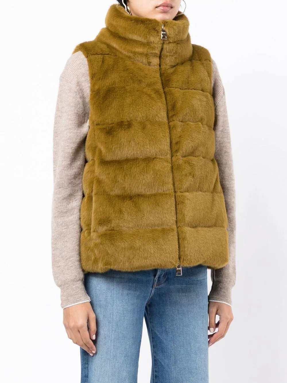  Herno Gesteppte Faux Fur Weste   Braun 