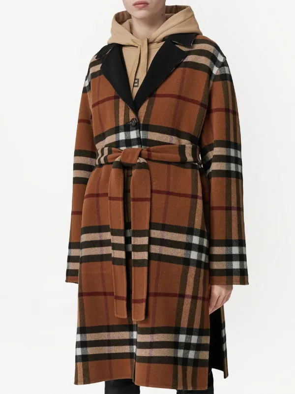 Burberry check pattern Reversible Wool Coat Farfetch