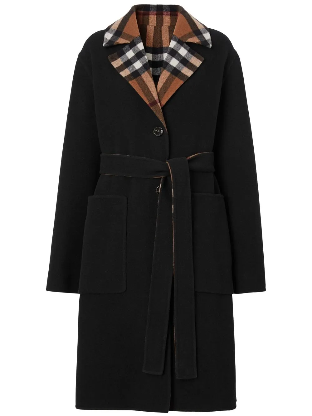 Cheap Burberry check-pattern reversible wool coat Women