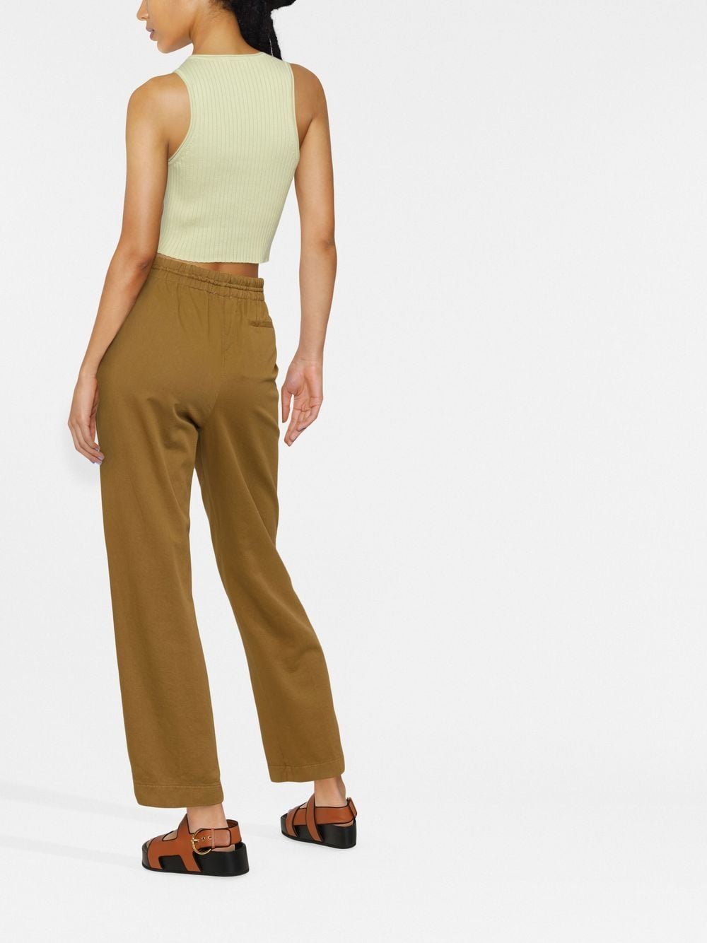 Shop Forte Forte Straight-leg Drawstring Trousers In Brown