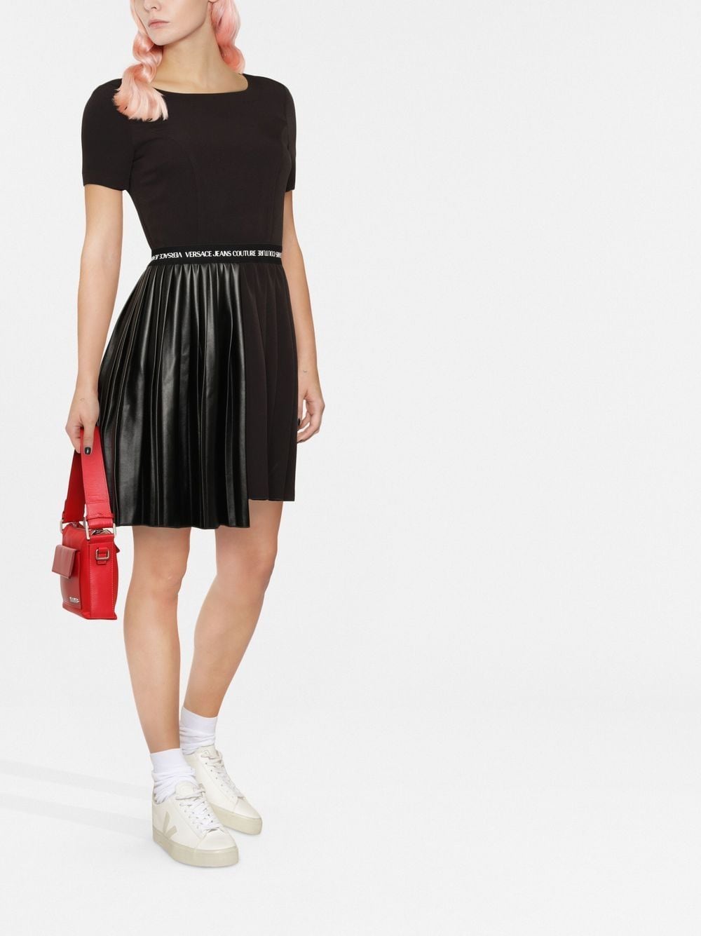 Versace Jeans Couture Asymmetrische T-shirtjurk - Zwart