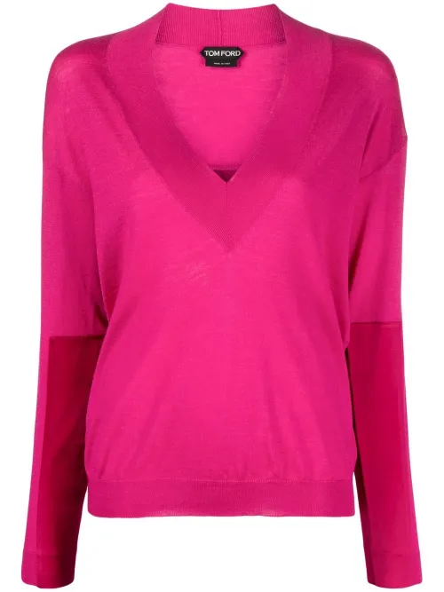 Pull en maille à col v - TOM FORD - Modalova